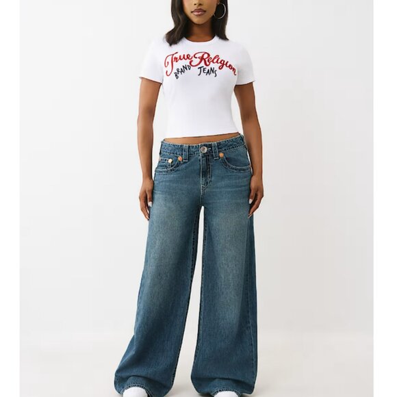 TRUE RELIGION JESSIE EMBROIDERED SUPER BAGGY JEAN SZ 27 BNWT - Picture 3 of 5